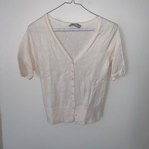 Everlane v neck Cream Short Sleeve Cardigan